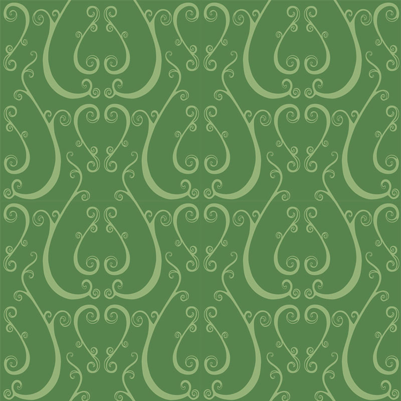 Cicada Collection Baroque Scroll Evergreen by Laura Lane Design