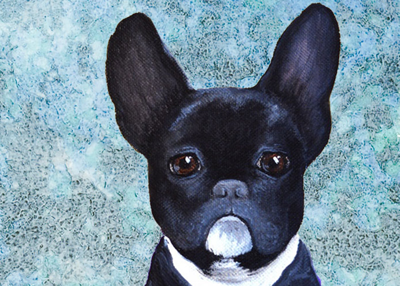Little Dog Blue Painting by Laura Lane